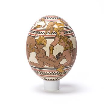 YANNIS NOMIKOS (1949 - ) Untitled (Painted Ostrich Egg).